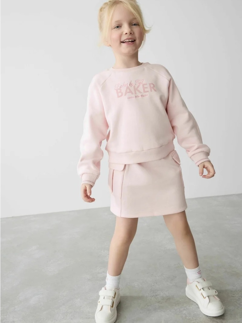 Baker by Ted Baker Pale Pink Girls Sweatshirt Dress with Logo